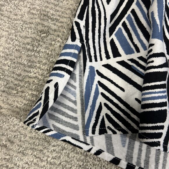 Ali Miles Top Shirt Womens Large Blue White Black Tunic 3/4 Sleeves Asymmetric - Picture 6 of 11